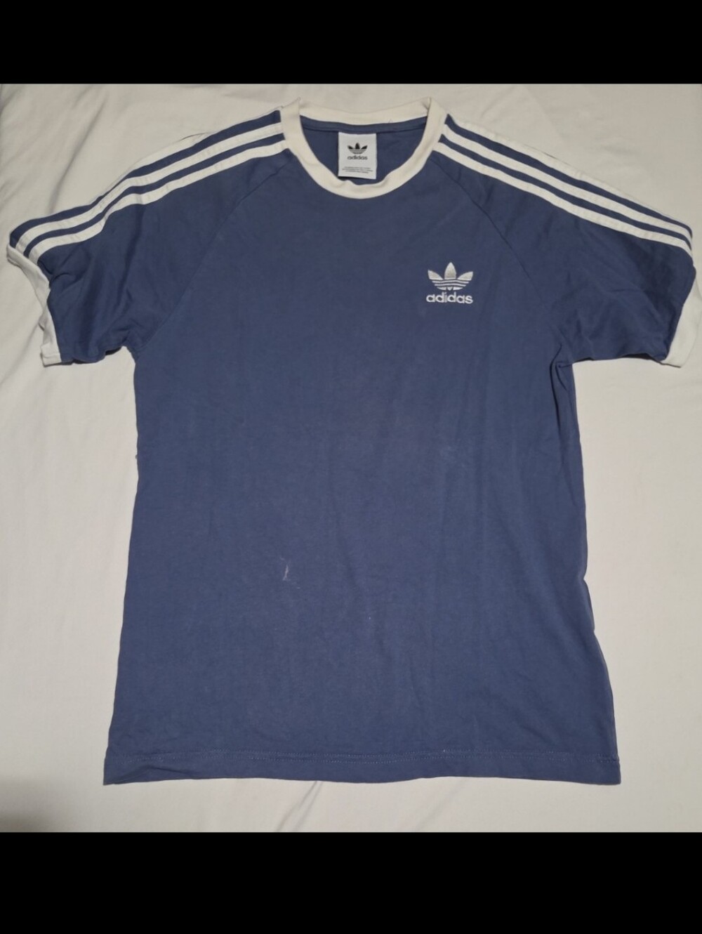 Adidas men's small blue white short sleeve top #20